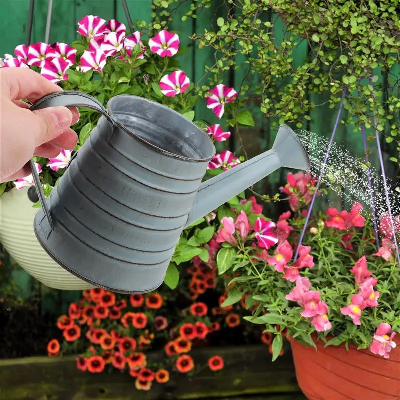 Retro European French Iron Plant Flower Sprinkler Garden Metal Watering Can Watering Kettle Portable Garden Watering Pot