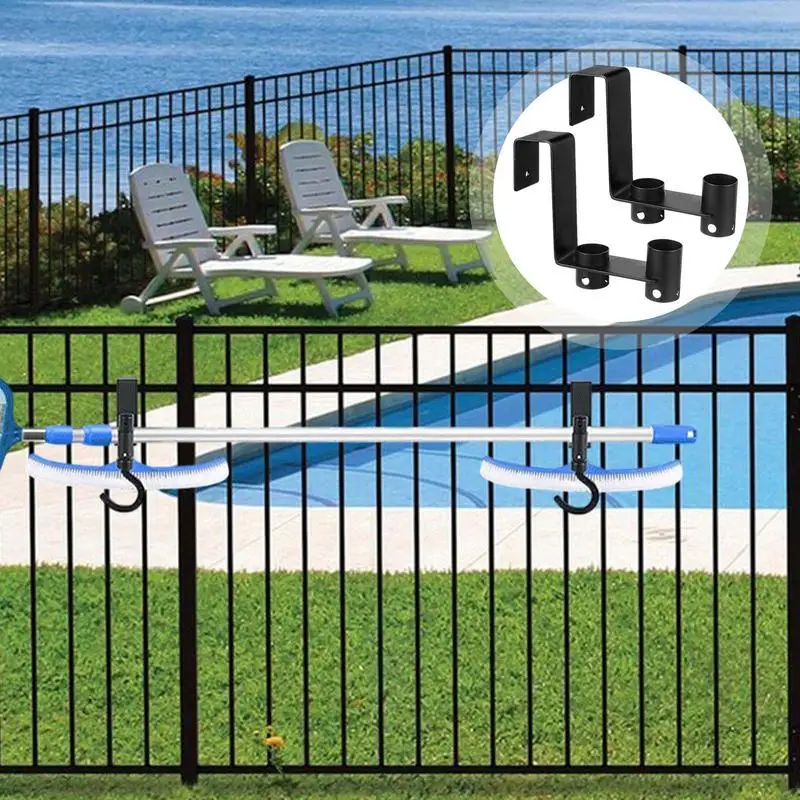 

Pool Pole Hooks Heavy Duty Metal 2 Pieces Fence Hangers Spa Replacement Parts For Beach Swimming Sports Garden Patio Deck Wall