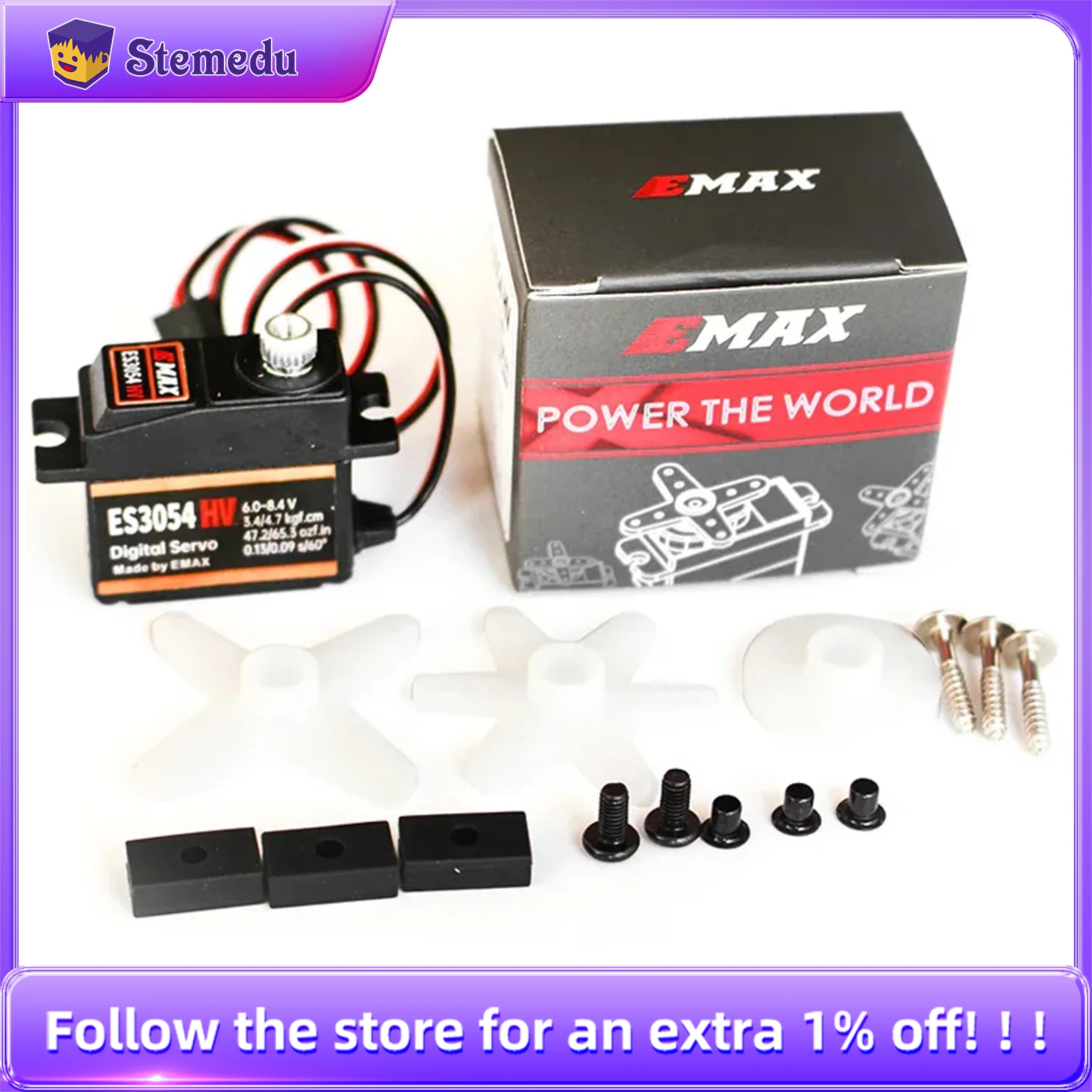 

EMAX ES3054 HV ES3054HV 6V 8.4V All-Purpose High Voltage Metal Gear Digital Servo For RC Airplane Model Helicopters Micro Servos