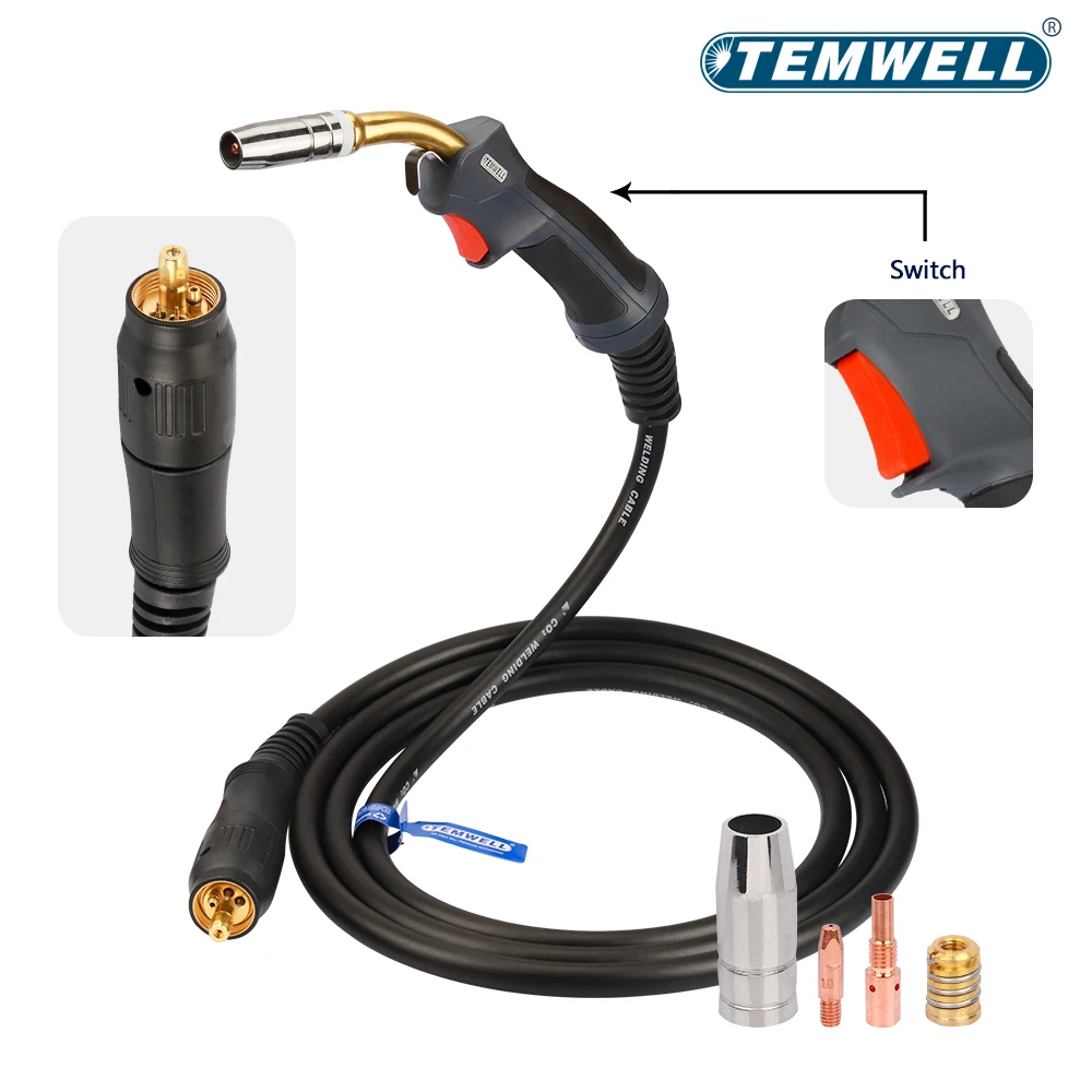 TEMWELL High quality 25AK Gas Shielded Welding Torch Mig 3M 9.84Ft Co2 Air Cooled Welding Torchset Welding Torch