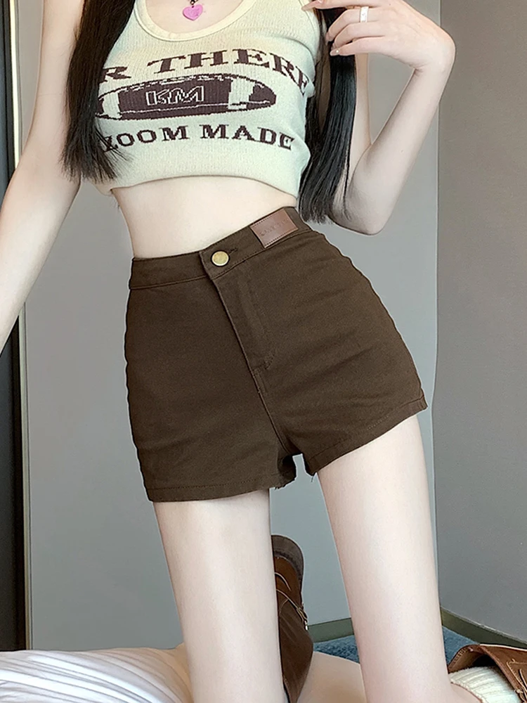 

2024 Women Summer Fashion High Waist Denim Shorts Female New Sexy Slim Fit Short Jeans Ladies Solid Color Thin Shorts L46