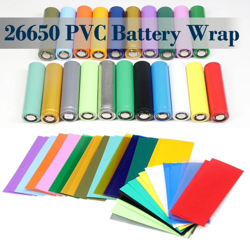 

26650 PVC Heat Shrink Tube Lipo Battery Wrap Film Case Precut Shrinkable Sleeve Tubing Protect Cover Tube Batteries Wrap 43x74mm