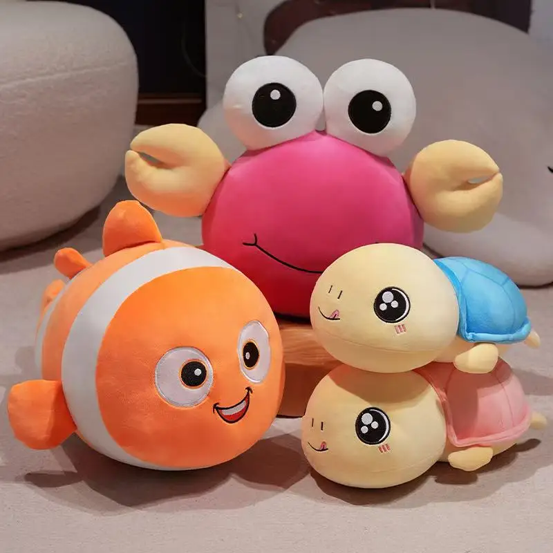 30/50cm New Simulated Clown Fish Turtle Doll Crab Stuffed Plush Toy Cartoon Anime Cute Children's Birthday Gift Fun Doll