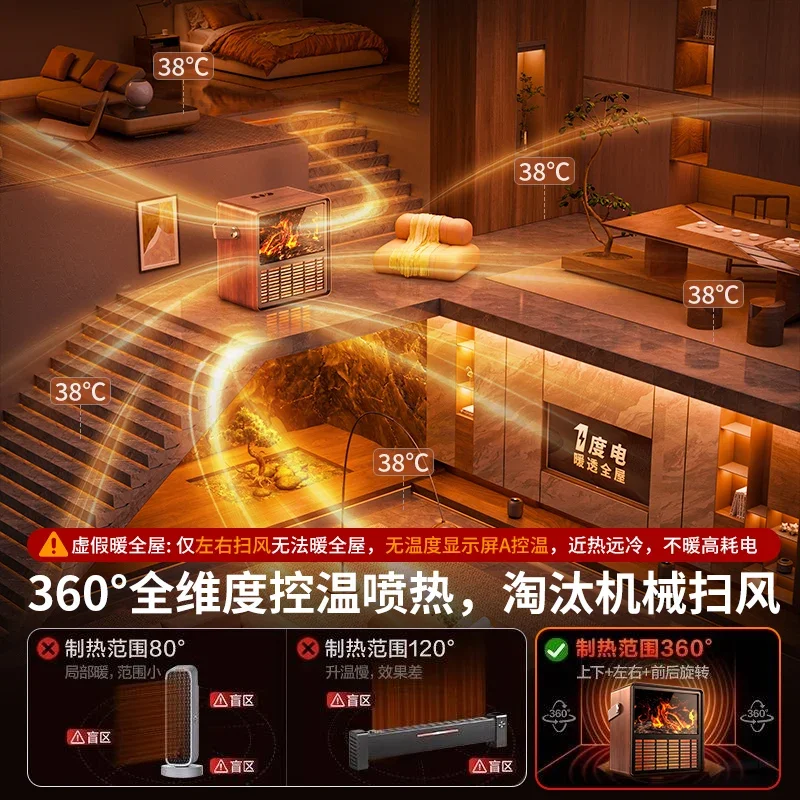 Calentador eléctrico para uso doméstico, área grande, calentamiento rápido, grafeno, dormitorio, baño, chimenea ultrasilencioso