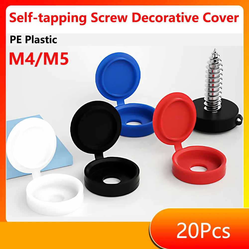20Pcs M4 M5 Self-Tapping Screw Cover Cap Plastic One-piece Screw Cap Cover Nail Bolts Decorative Cover Screw Folding Covers