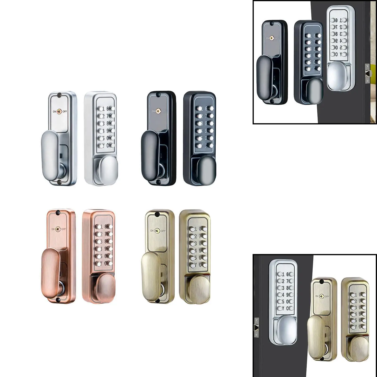 Keyless Entry Door Lock,Mechanical Keypad Door Lock Outdoor Hotel Combination Door Lock for Front Door Interior Exterior Door