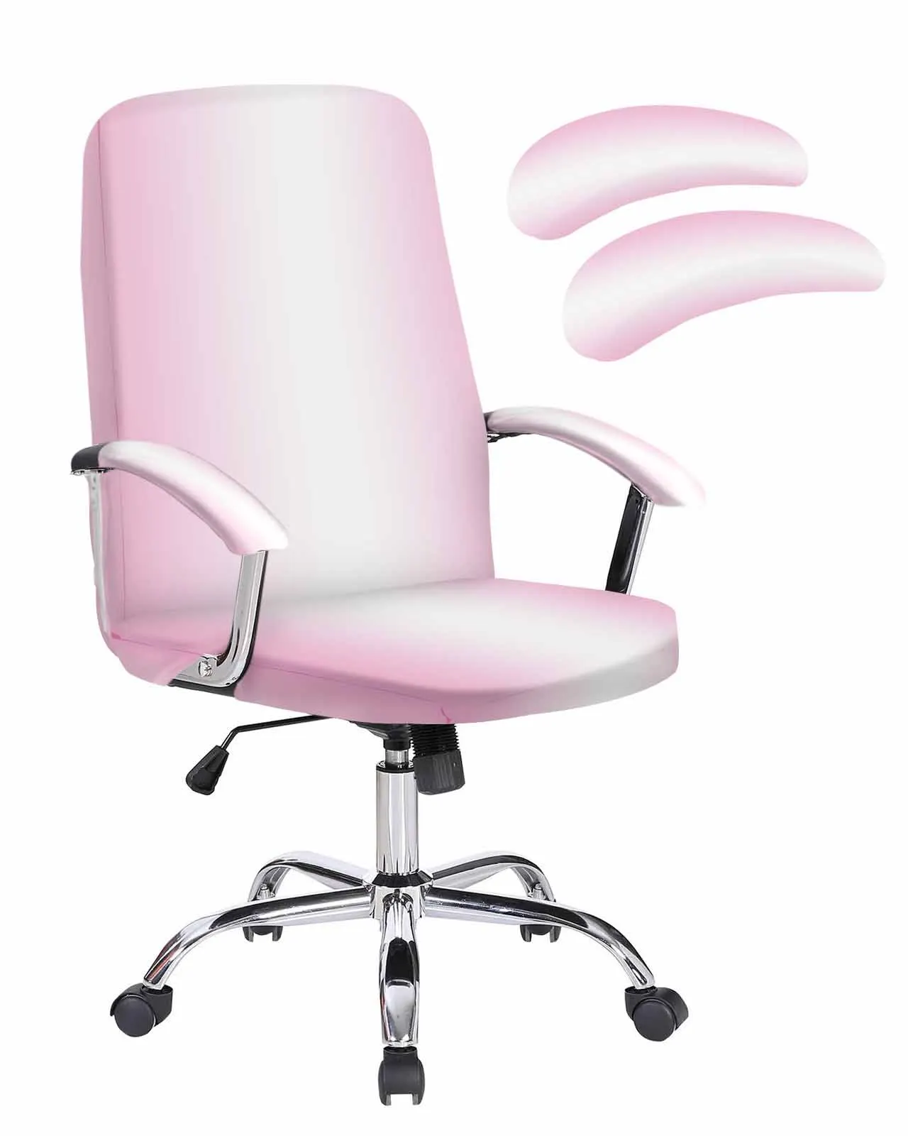 핑크 화이트 그라데이션 탄성 사무실 의자 커버, 게임용 컴퓨터 의자, 안락 의자, 보호대 시트 커버