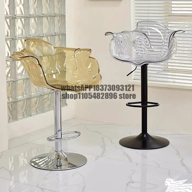

Plastic Minimalist Bar Chairs Aluminum Transparent Relaxing Aesthetic Beach Bar Chairs Pink Acrylic Cadeira Trendy Furniture