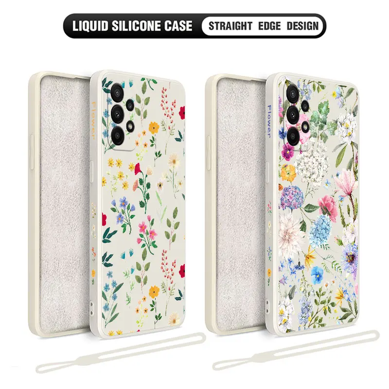 Popular Art Line Flower Phone Case for Oneplus Nord 3 2 9R 9 8T 8 7 7T Pro 6 5G Liquid Silicone Cover with Hand Strap