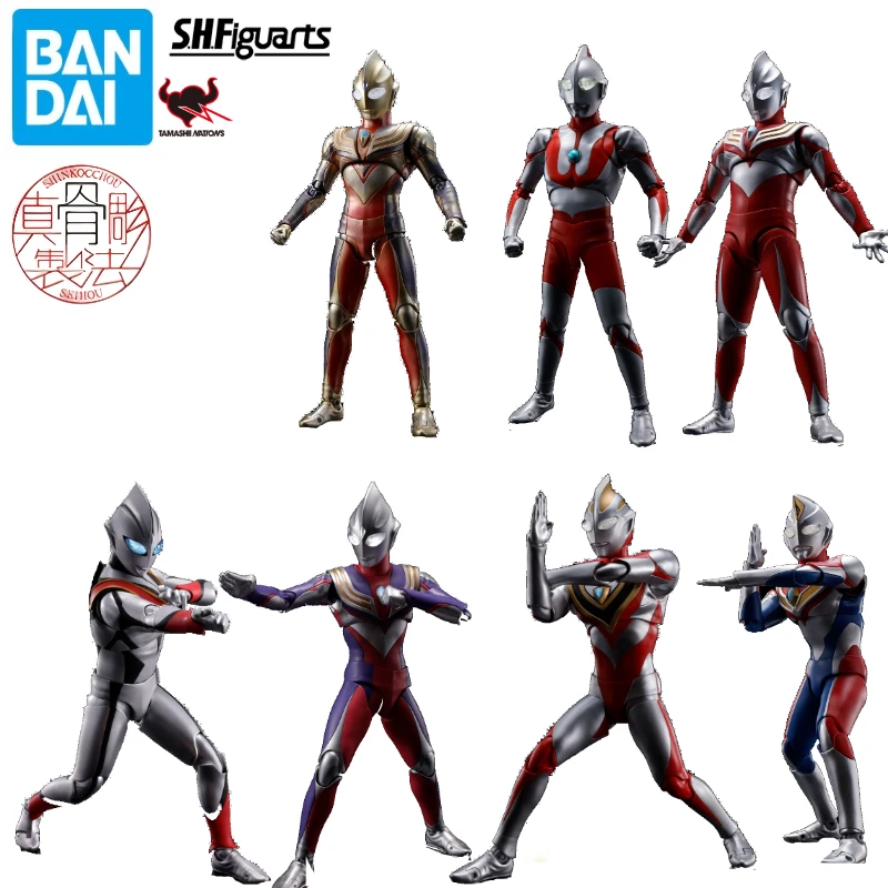 Original Bandai S.H.Figuarts SHF Tokusatsu Ultraman Gaia V2 Effect Pack  Tiga  Dyna Action Figure Toys Collection Model Gift