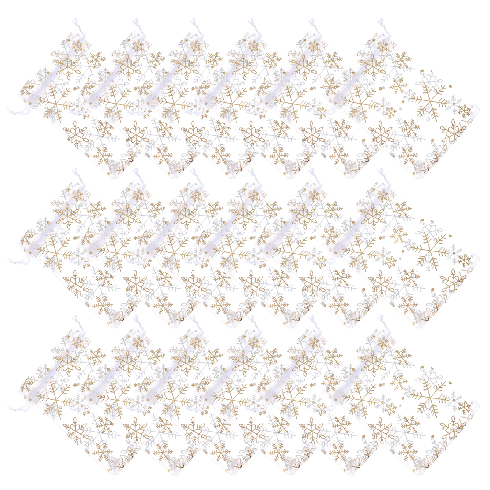 

100 Pcs Jewelry Snowflake Gift Bag Small Storage Wedding Christmas Printing Pouch Gold Stamping Candy Beautiful