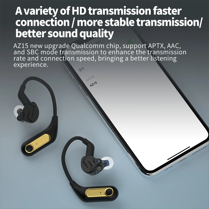 KZ-AZ15 Update wireless headphones, Bluetooth 5.2 compatible cable, hook, C-pin connector, charging case