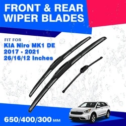 For KIA Niro DE 2017 - 2021 Front Rear Windshield Wiper Blade Windscreen EV Plus Hybrid PHEV Window Brush J Hook Arms 26