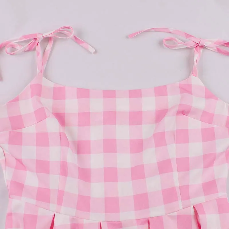 فستان نسائي منقوش باللون الوردي من فيلم Princess Cospaly مع ربطة عنق وقلادة كهدية للهالوين