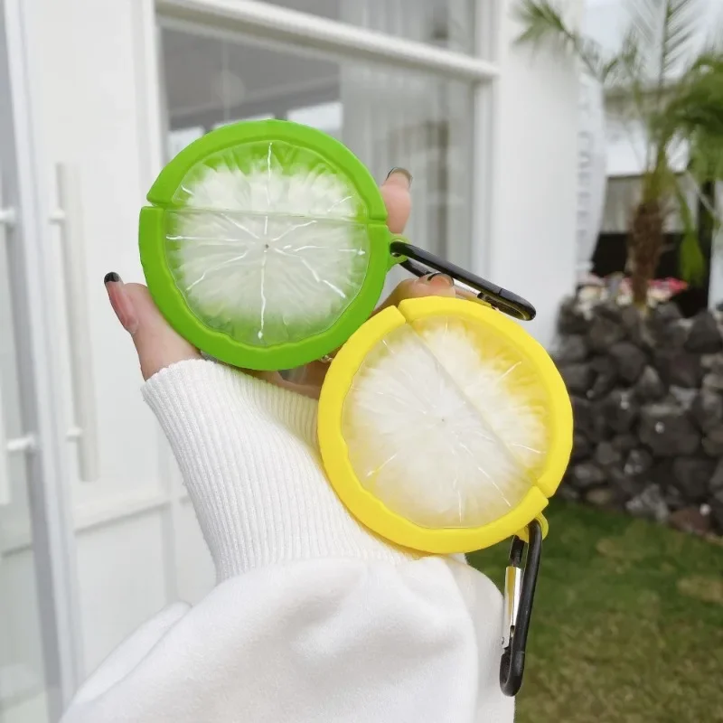 

Cartoon Cute Lemon Shape Earphone Case for Airpods 4 3 2 Pro2 with Pendant Luxury Anti-drop Headphone Accessories