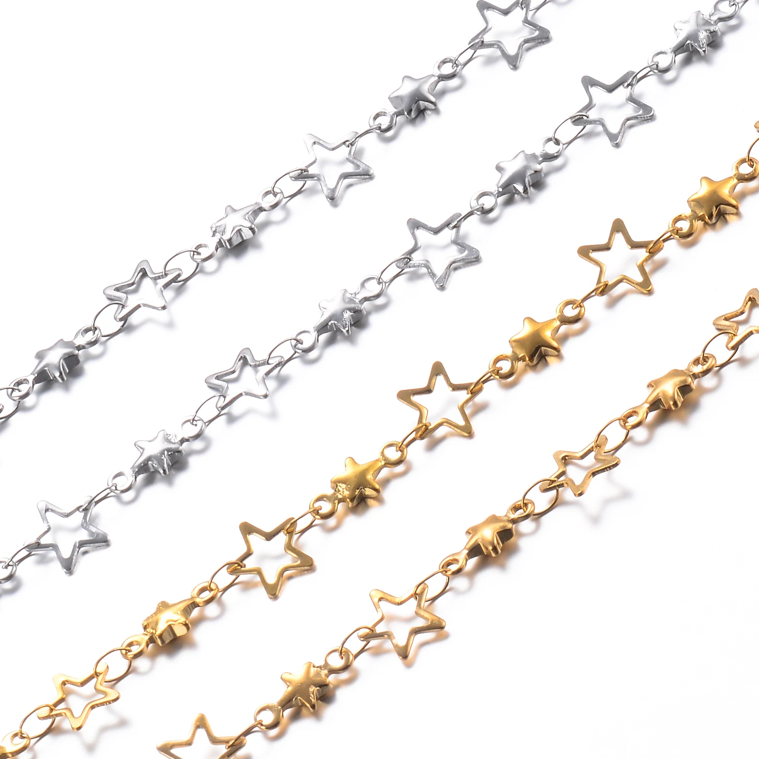 Stainless Steel Skeleton Star Link Chain Necklace for Women Girl Silver/Gold Color Creative Sweet Choker Jewelry Gift