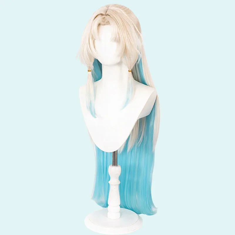 Game Honkai: Star Rail Pearl Cosplay Wig Yellow Blue Long Synthetic Hair Headwear Necklace For Women Halloween Costume Party