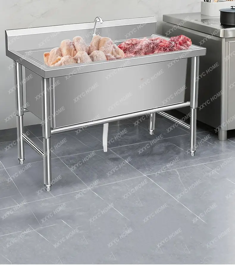 SSThickened stainless steel thawing pool, soaked vegetables for disinfection, kitchen sink dog bath
