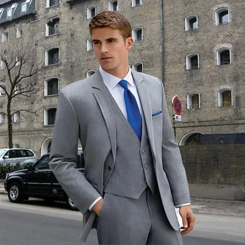 

Luxury Grey Men's Suits Handsomen Groom Outfits Single Breasted Notch Lapel Blazer 2024 Formal Weddign 3 Piece Jacket Pants Vest