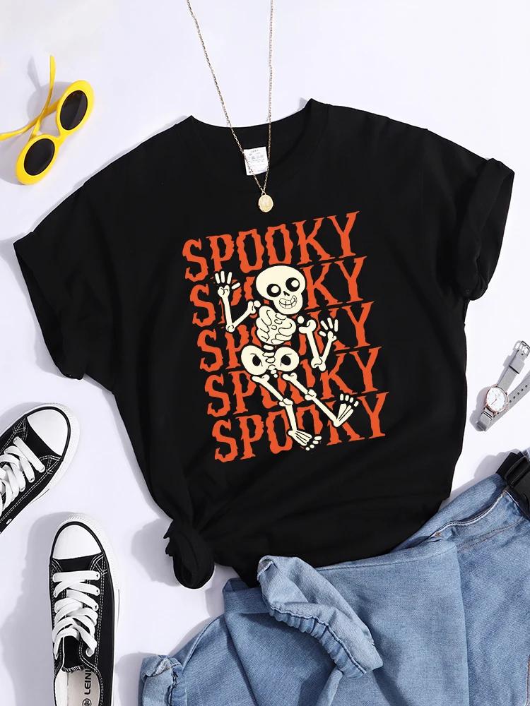 Skull Dance Like Spooky Women T Shirts Simplicity Kawaii Short Sleeve Hip Hop Gothic Clothing Korean Fashion Tee Shirts Mens