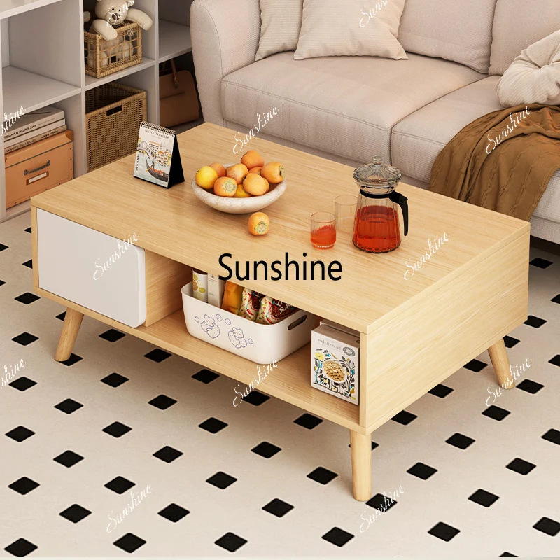 

Drawers Storage Coffee Table Decoration Wood Designer Side Table Modern Luxury Standing Moving Couchtisch Postmodern Furniture