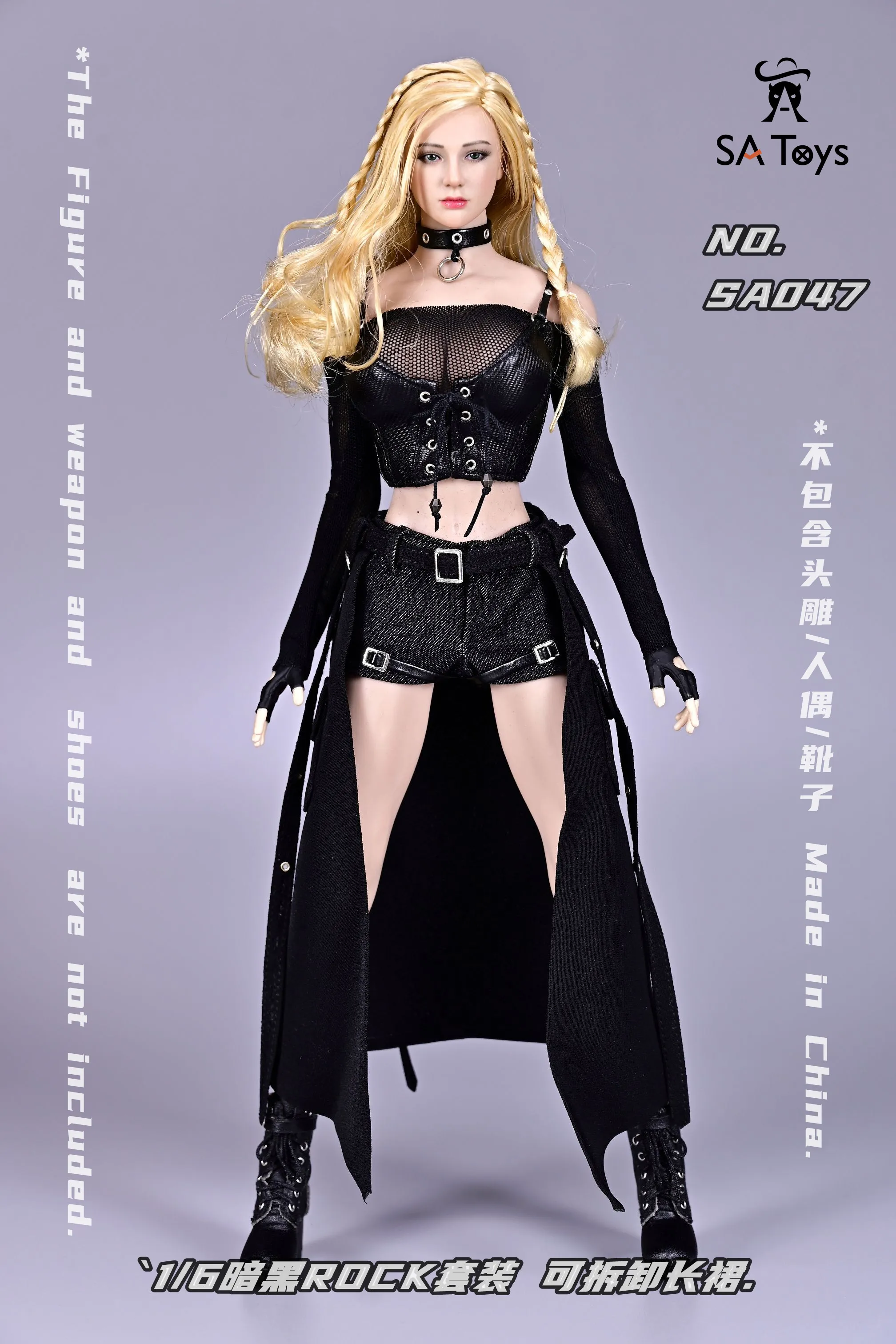 SA Toys SA047 1/6 Scale Female Dark Rock Style Dress Detachable Long Skirt Clothes Model For 12 inch Action Figure Body Gifts