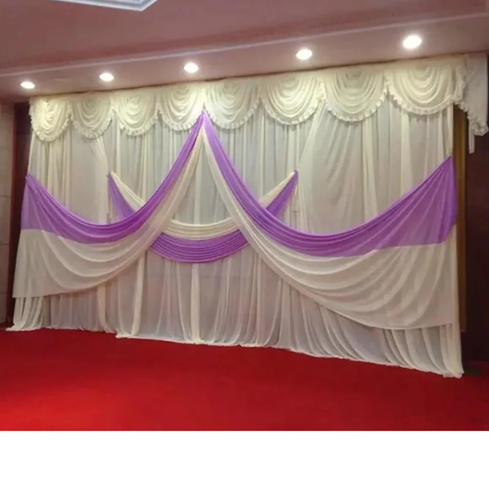 

3Mx6M Backdrop With Swags Party Background Valance Wedding Backcloth Stage Curtain Backdrop Church Stage Decoration