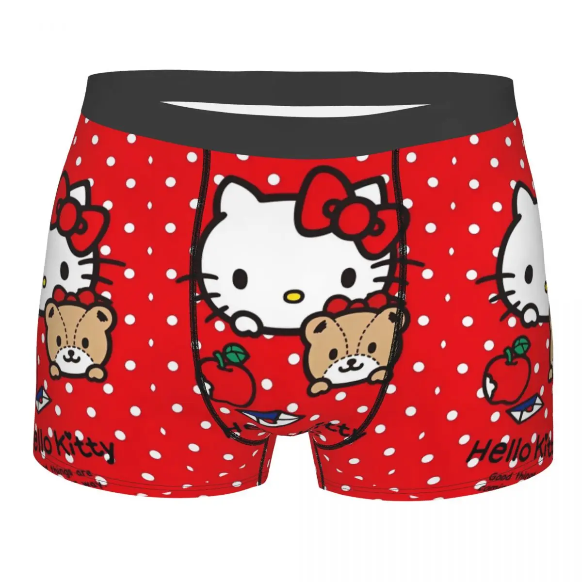 Hello Kitty Good Things Are Coming Men's Underwear Boxer Briefs Shorts Panties Funny Breathable Underpants for Male Plus Size