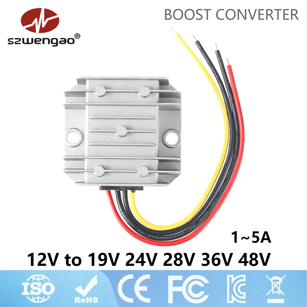 szwengao DC DC Boost Module 12V to 19V 24V 28V 36V 48V Step Up Converter 1A 2A 3A 5A Boost Converter Pressure Regulator