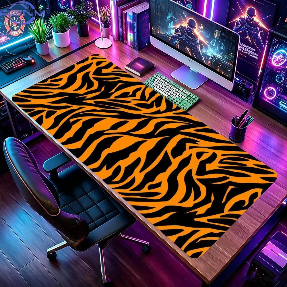 Black Gray Stripes Mouse Pad Large Computer Office Game Table Mat Rubber Anti-slip Stitched Keyboard Mats XXL Desk Pads