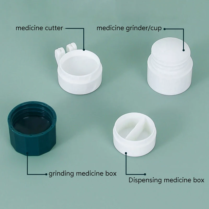 【L】Multifunction 4 Layer Powder Tablet Grinder Powder Pill Cutter Travel Small Medicine Splitter Box Storage Crusher Separation