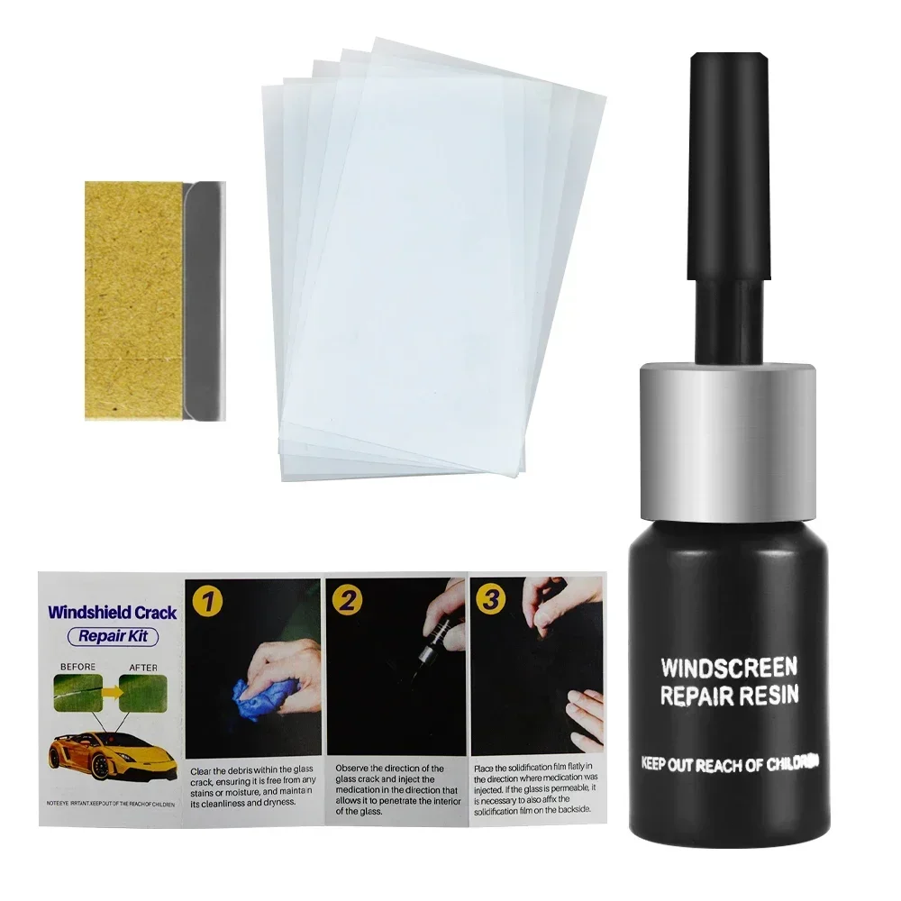 Car Windshield Repair Kit Quick Fix Car Cracked Windscreen Leave No Trace Repair Kit Sealer DIY Auto Window Screen Polishing Kit