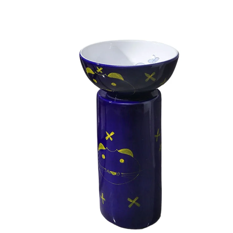 Short integrated column basin one-piece ceramic bathroom children's washbasin
