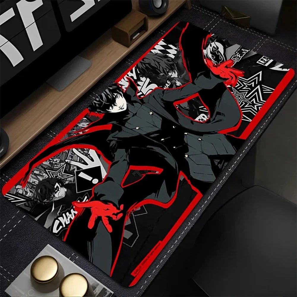 Gaming Mouse Pad,Large Desk Mat,Non-Slip,Stitched Edges,Persona 5 Joker Anime Print,Keyboard Pad for Gamer Home Office