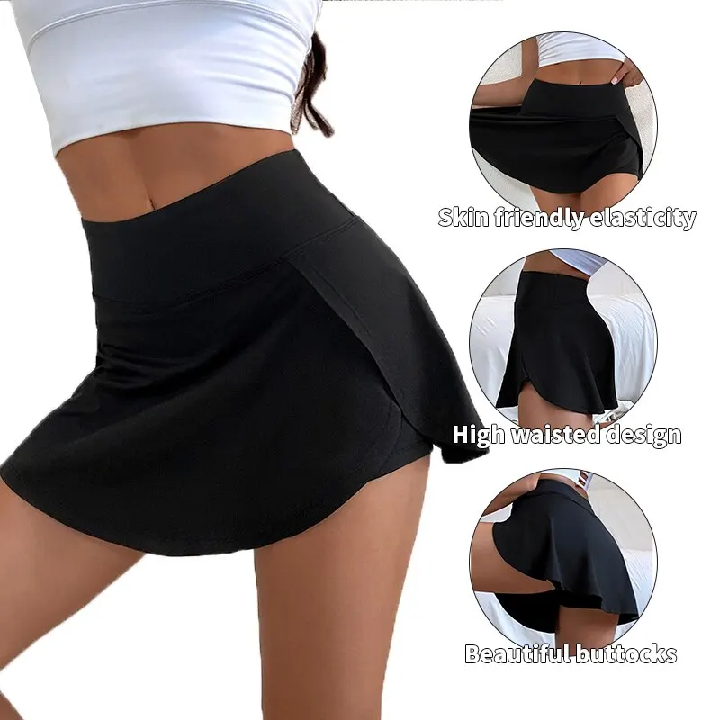 Culottes deportivos de cintura alta para mujer, Yoga, Fitness, tenis, forro antiligero, falda de secado rápido para correr, adecuada para correr y Yoga