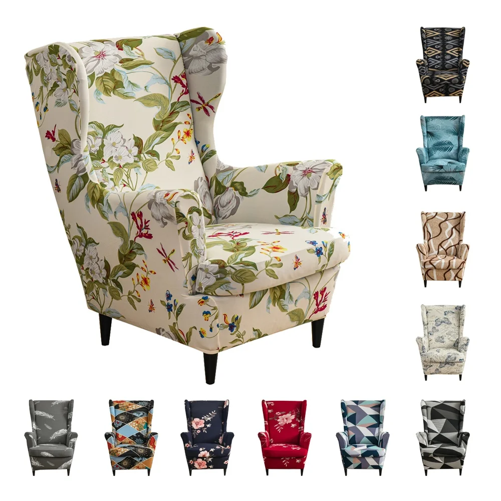 Floral Printed Sofa Slipcovers Elastic Polyester Cotton Armchair Covers Retro and Nostalgic Removable Chair Seat Cushion Cover