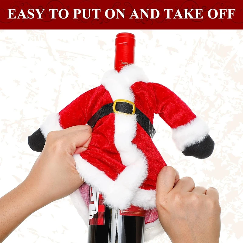 عيد الميلاد زجاجة نبيذ سترة غطاء سانتا غطاء زجاجة سترة ل 2025 نافيداد ديكور المنزل لوازم هدايا السنة الجديدة