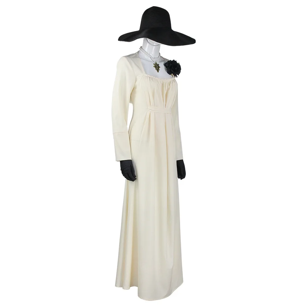 Game Resident Village Alcina Dimitrescu Cosplay Costume Vampire White Dress Woman Halloween Cosplay Alcina Dimitrescu Clothing