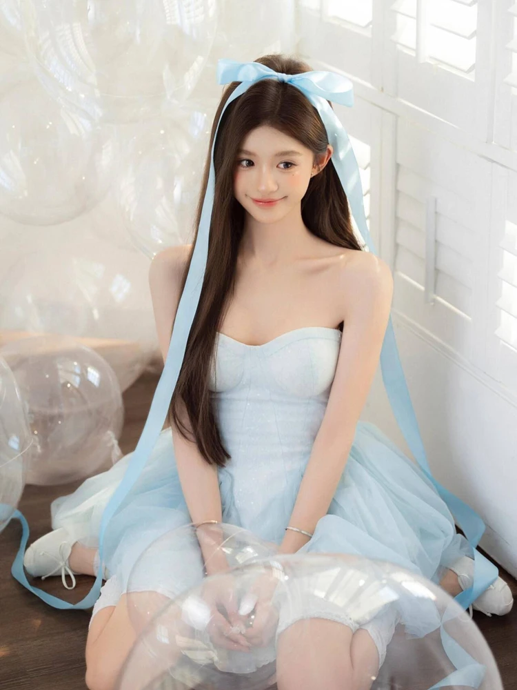 

New Blue Ballet Birthday Photo Shoot Skirt Sweet Princess Style Artistic Portrait Photography Costume Stage Performance Dress