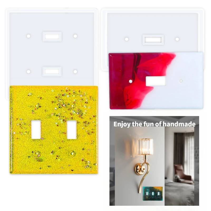 Light Switch Cover Mold, 2Pcs Silicone Molds for Standard Switch Plate Covers, Socket Panel Epoxy Casting DIY Crafts Home Decor