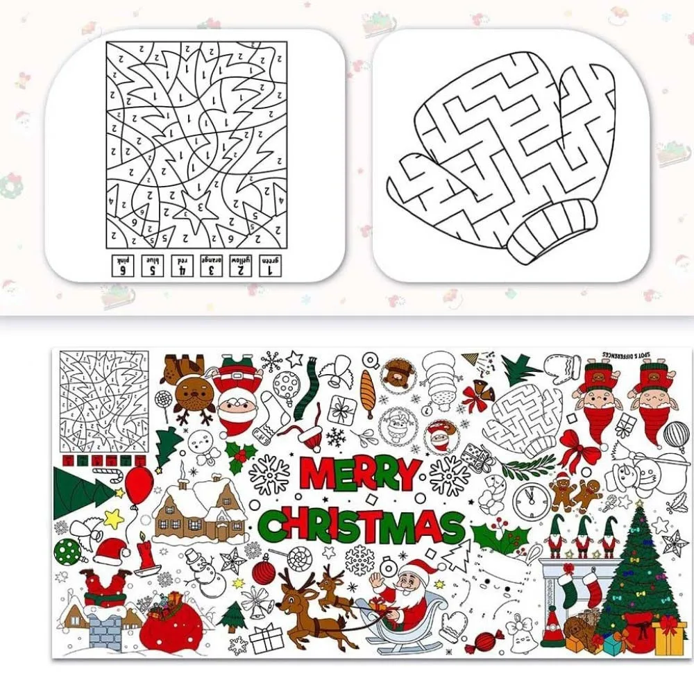 Multi Theme DIY Coloring Tablecloth Handmade Cartoon Halloween Christmas Thanksgiving Graffiti Tablecloth Drawing