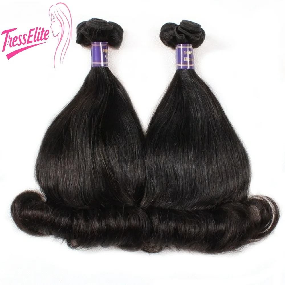 

12A Пучки человеческих волос с двойной вытянутой волной и подходящей занавеской для волос Бразильские девственные плетеные волосы Remy Плотность 200%