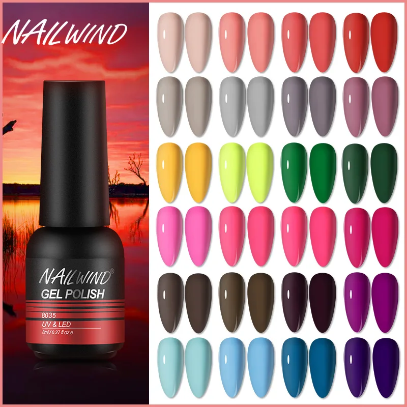 NAILWIND 8ML Blauw Glanzende Gel Polishes Semi Permanente Hybrid Nail Beauty Nail Art Gel Vernissen Geen Veeg Top Coat