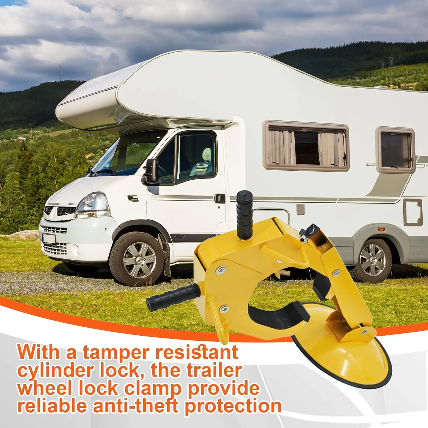 2-Pack Heavy-Duty Adjustable Trailer Wheel Lock Clamp for RV, Boat, Truck Security