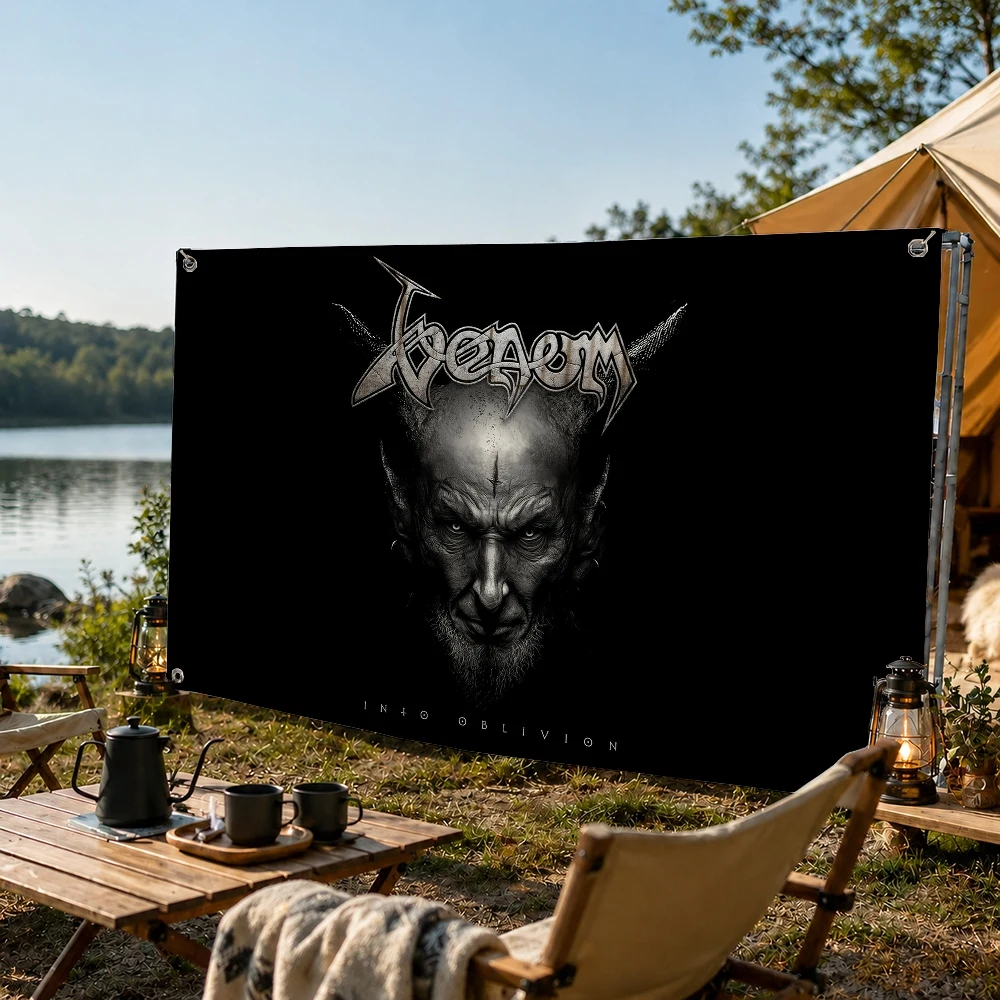 V-Venoms Black Metal Band Flag Decoration Outdoor Picnic Party Art Hanging Home Camping Party Banner