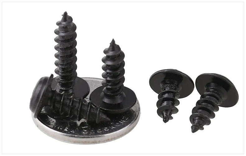 50 100 200 pcs M1.4 M1.7 M2 M2.5 M3  M3.5 M4 PWA  Mini Black Steel Phillips PWA Cross Round Head Self Tapping Screws with Washer