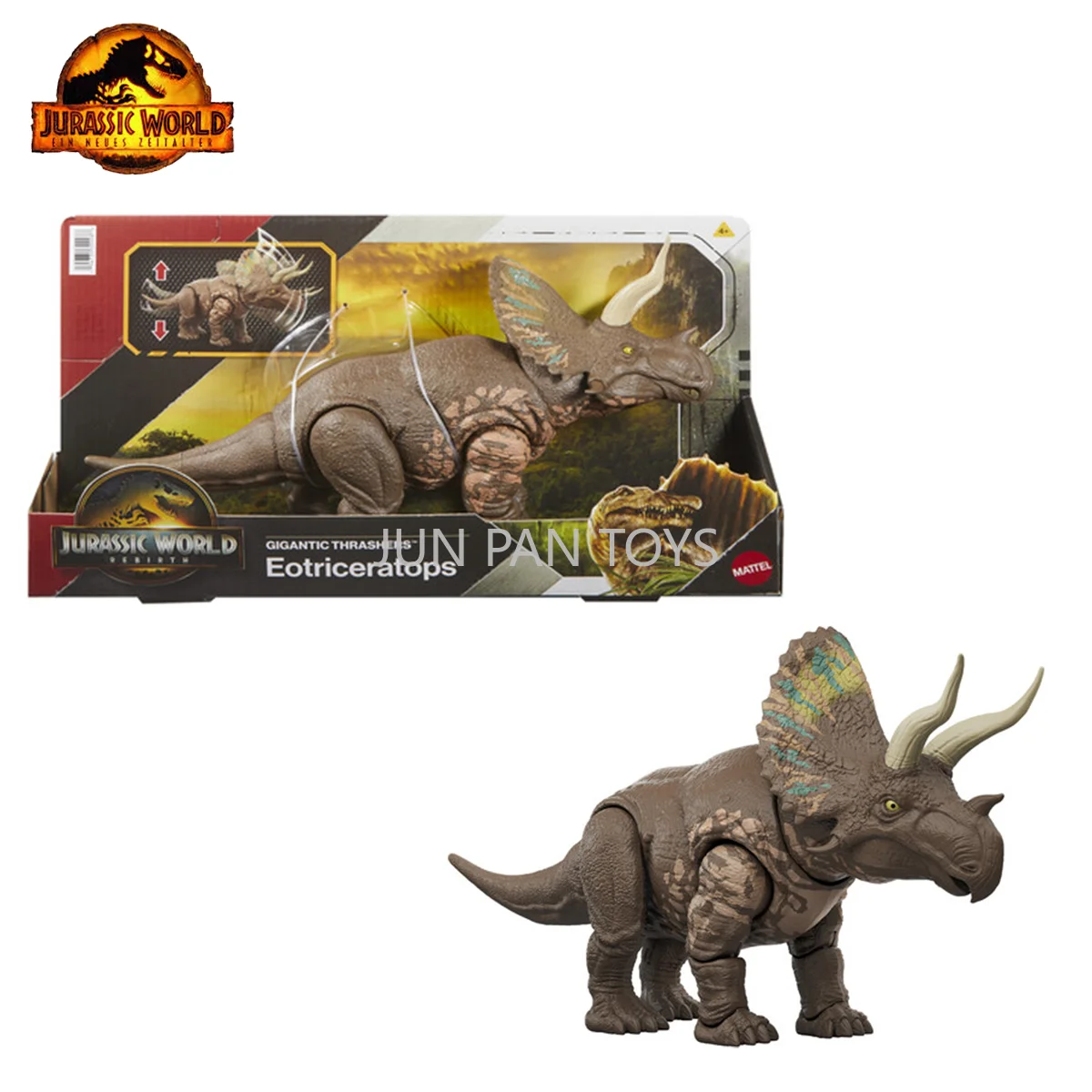 Оригинальная большая фигурка Mattel Jurassic World Gigantic Thrashers Eotriceratops, коллекционные игрушки-динозавры, подарок для детей JGB93
