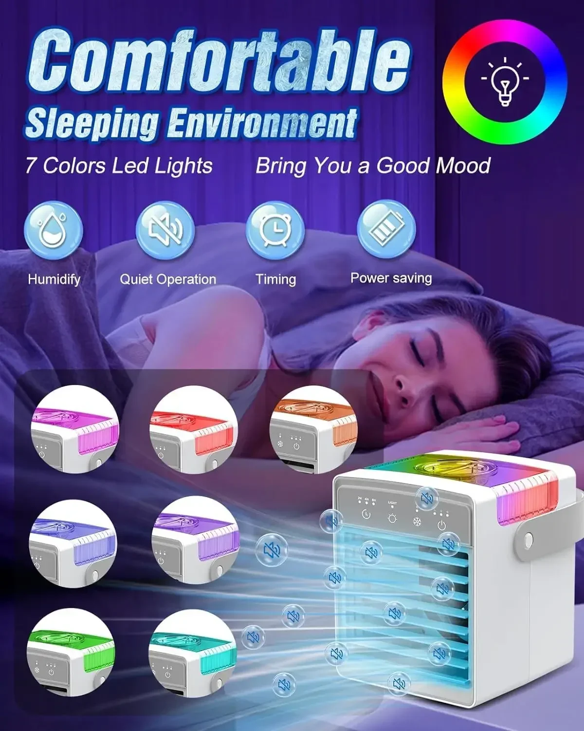 ez Portable Air Conditioner, 4 in 1 Evaporative Air Cooler with 300ml Water Tank