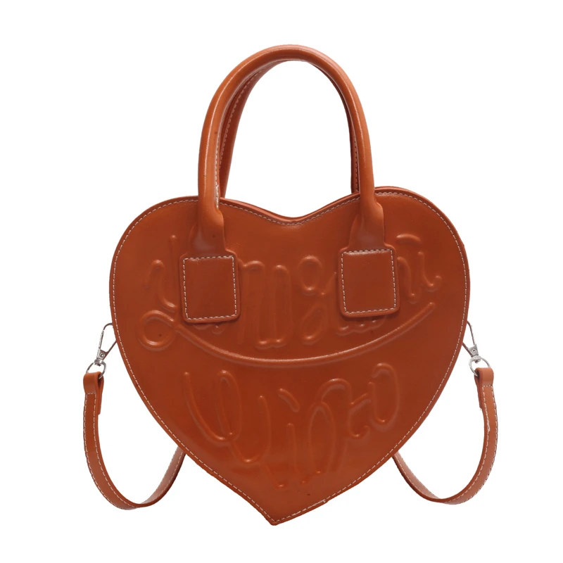 Bolso de mano de cuero con forma de corazón para mujer, bandolera de hombro de cuero con diseño original, a la moda, de talla grande