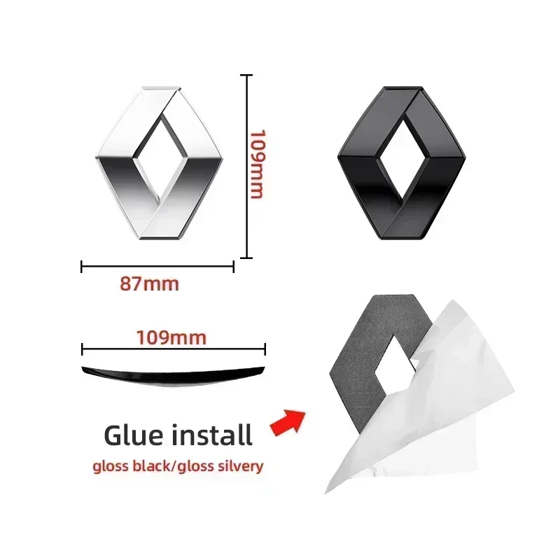ABS For Renault Megane 2 3 Clio Duster Captur Logan Koleos Auto Accessories Car Front Hood Emblem Sticker Rear Trunk Badge Decal view 4